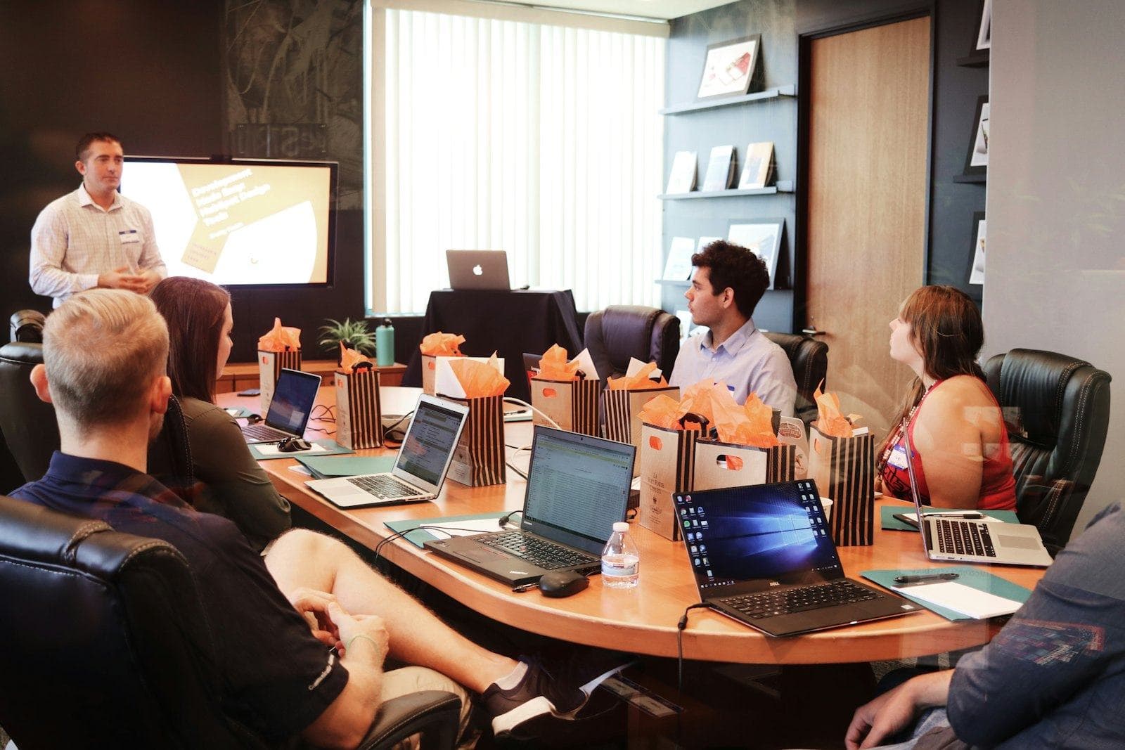 A sales team in a meeting