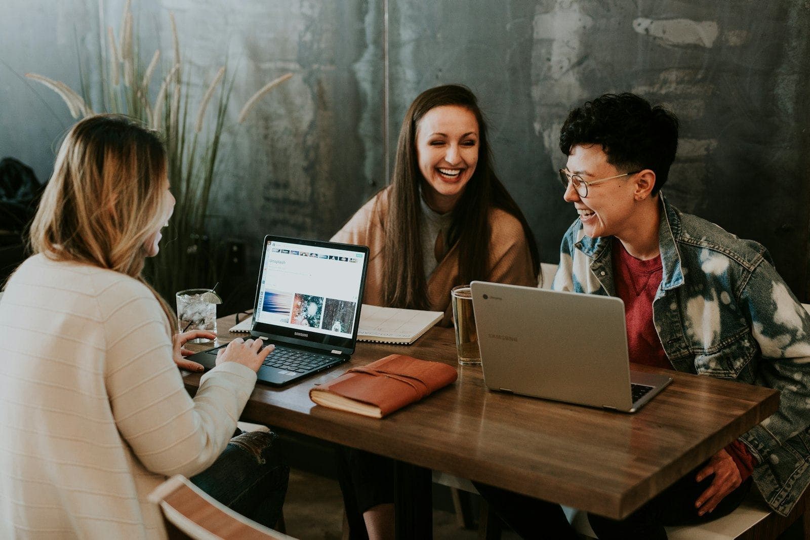 A dedicated team working together at a shared table
